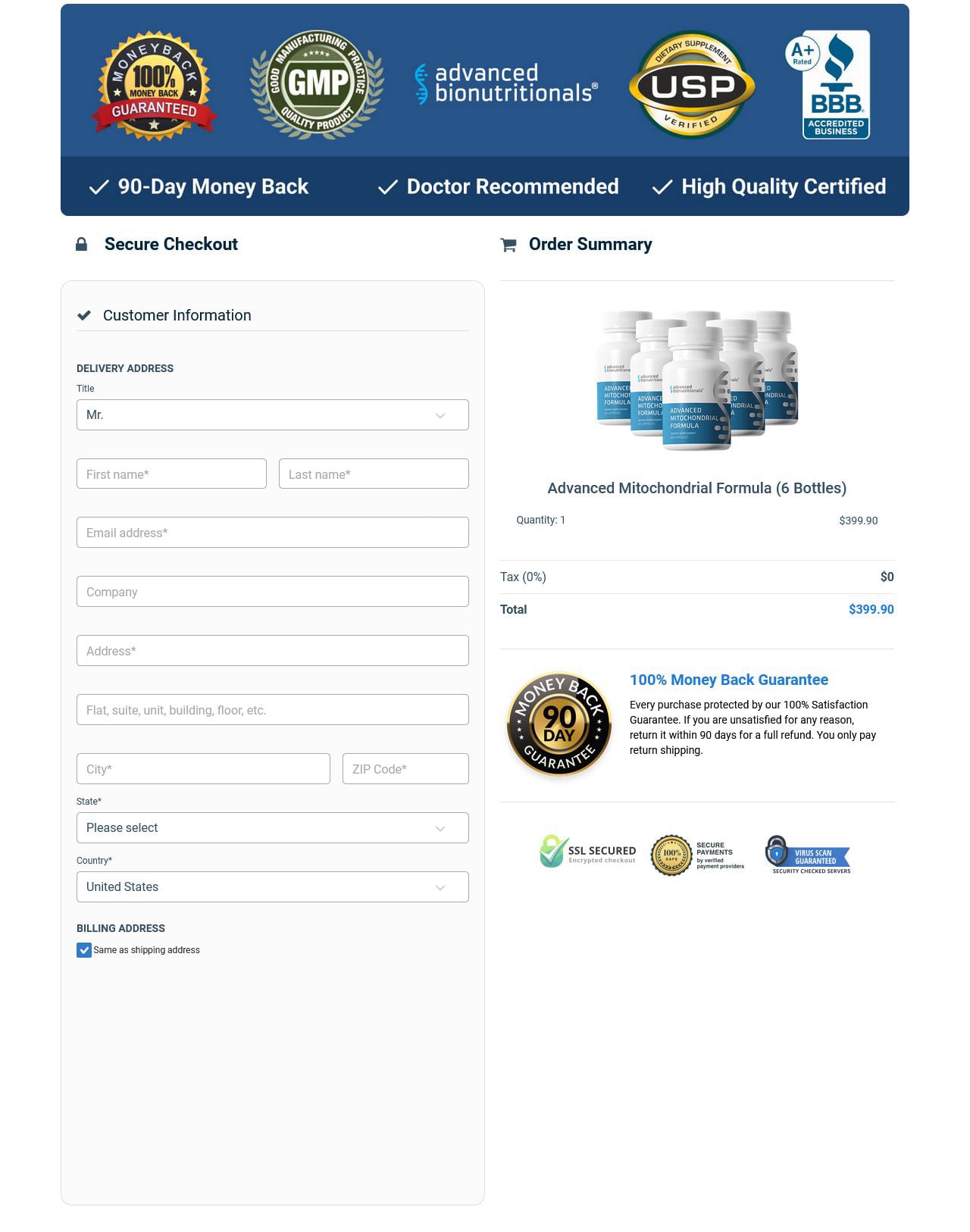 Advanced Mitochondrial Formula-Checkout Page